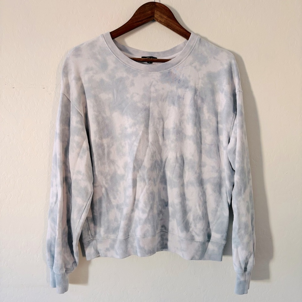 Rails Ramona Women’s Cloudy Light Blue‎ Gray White Tie Dye Crewneck Sweater XL